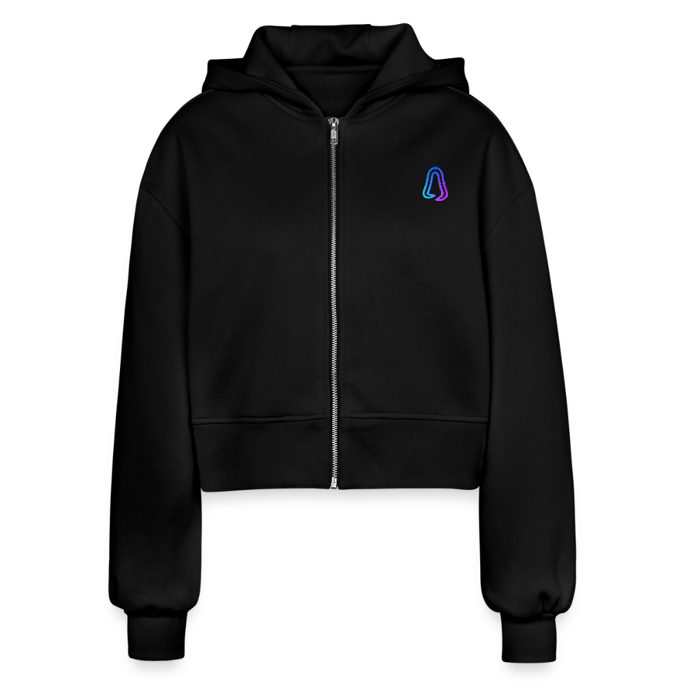Ghosted Club | Frauen Cropped Kapuzenjacke - Schwarz