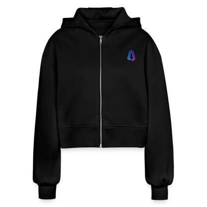 Ghosted Club | Frauen Cropped Kapuzenjacke - Schwarz