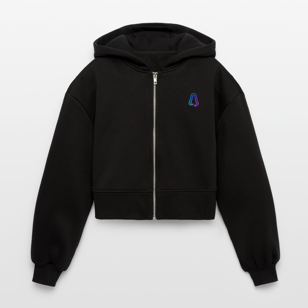 Ghosted Club | Frauen Cropped Kapuzenjacke - Schwarz