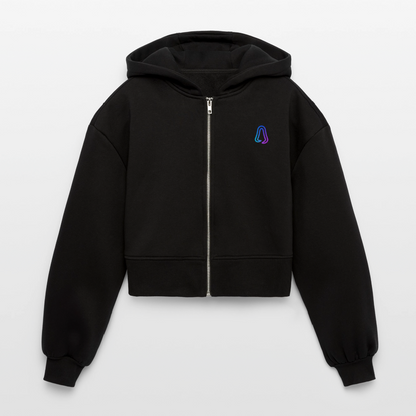 Ghosted Club | Frauen Cropped Kapuzenjacke - Schwarz